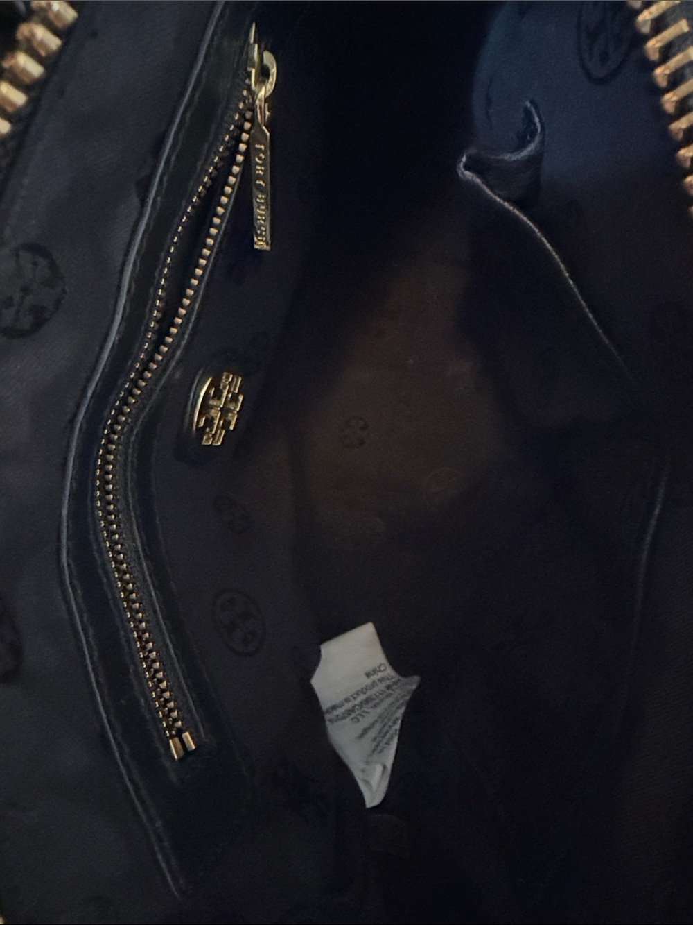 Tory Burch Black and Cream Spotted Satchel with Gold Hardware - Picture 8 of 10